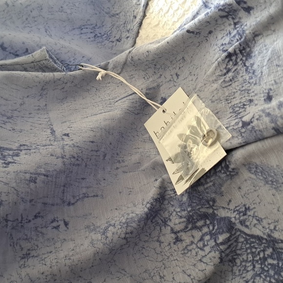 HABITAT top bell sleeve flowy blue tie dye look coastal resort cotton tunic M - Picture 5 of 5
